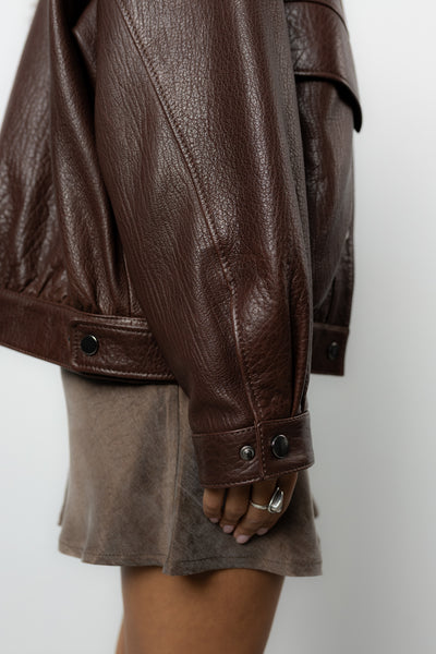 Kurtka Loara Leather Brown Petite PREMIUM LIMITED