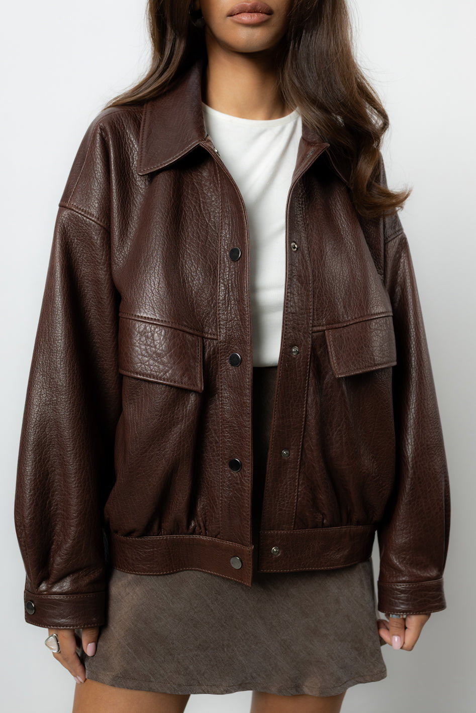 Kurtka Loara Leather Brown Petite PREMIUM LIMITED