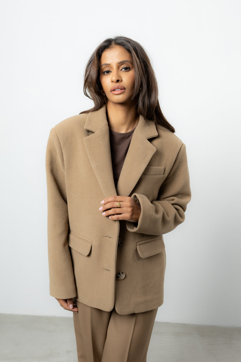 Marynarka Eris Beige Wool Petite