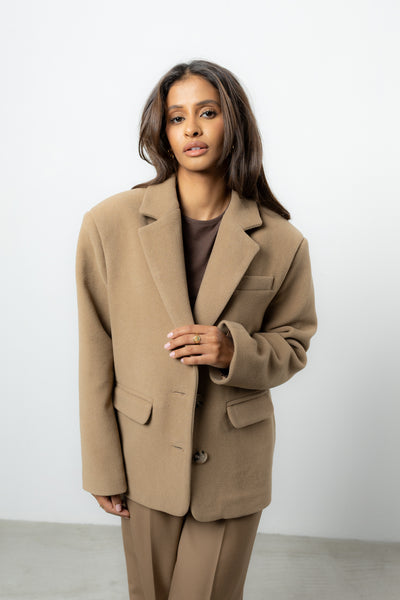 Marynarka Eris Beige Wool Petite