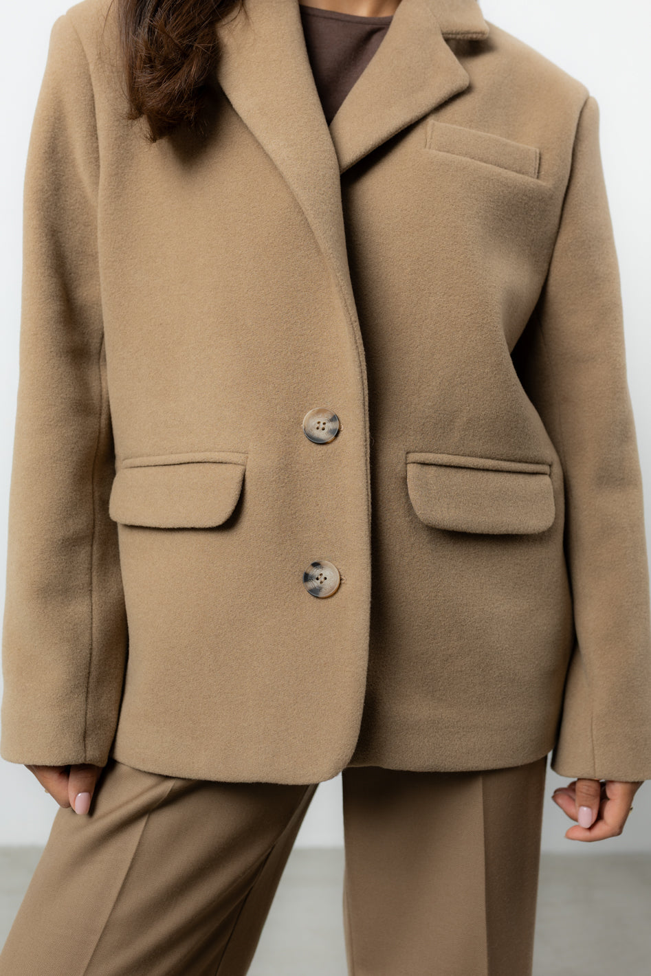 Marynarka Eris Beige Wool Petite