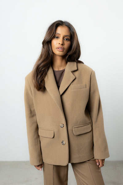 Marynarka Eris Beige Wool Petite