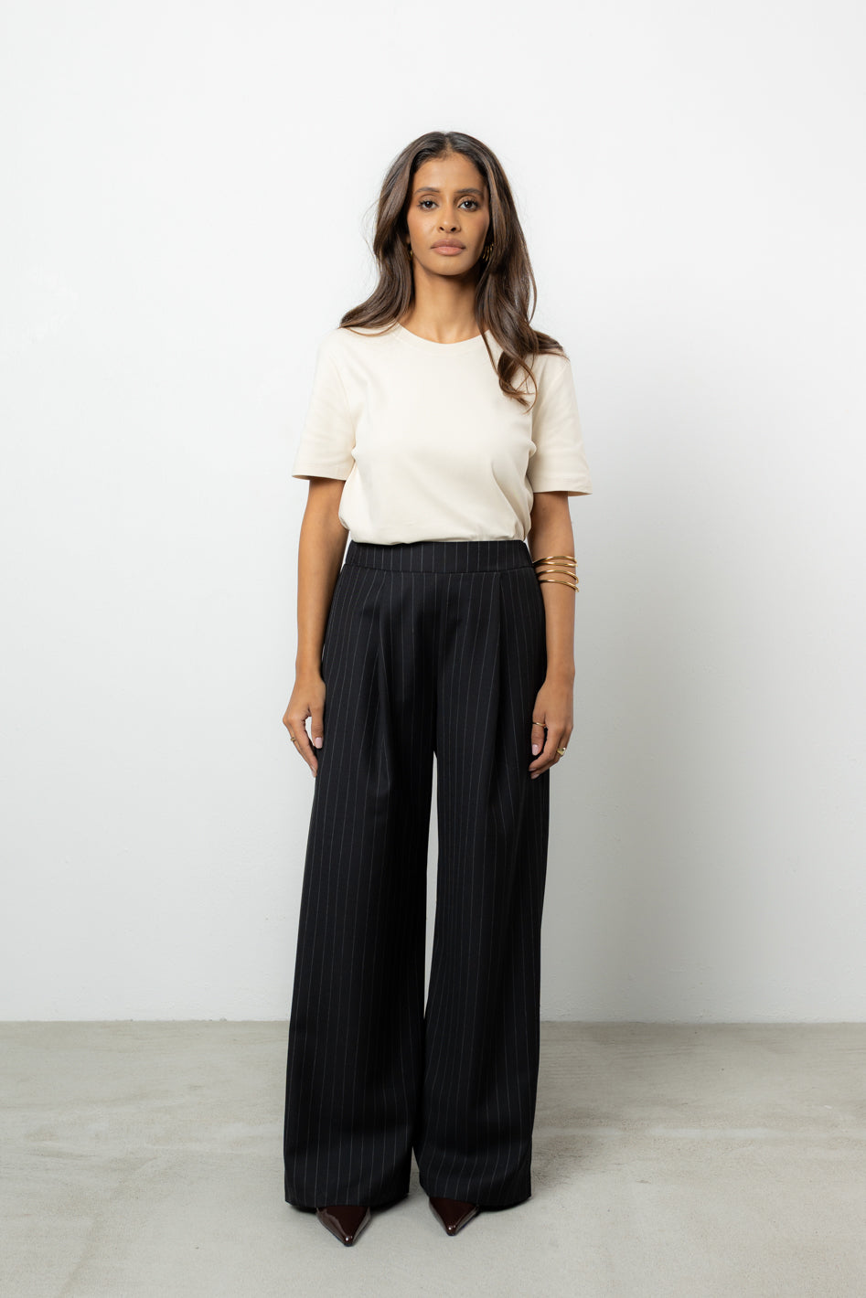 Spodnie Dilas Black Stripes Wool Petite