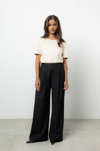 Spodnie Dilas Black Stripes Wool Petite