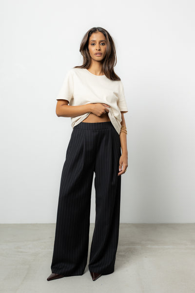 Spodnie Dilas Black Stripes Wool Petite