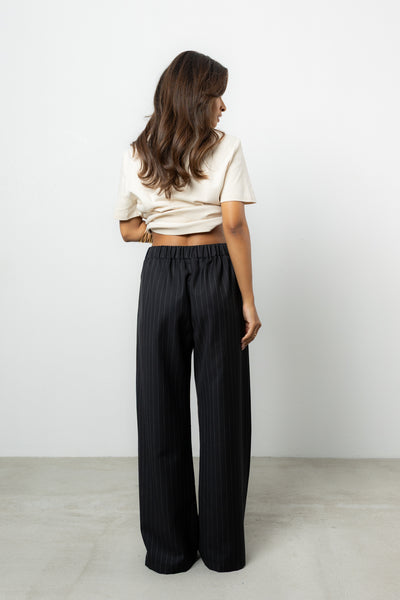 Spodnie Dilas Black Stripes Wool Petite