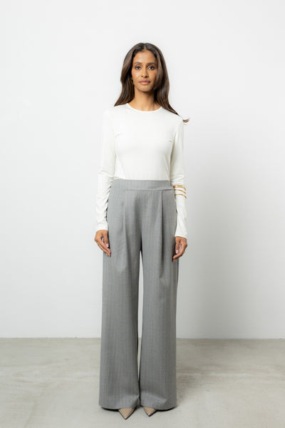 Spodnie Dilas Grey Stripes Wool Petite