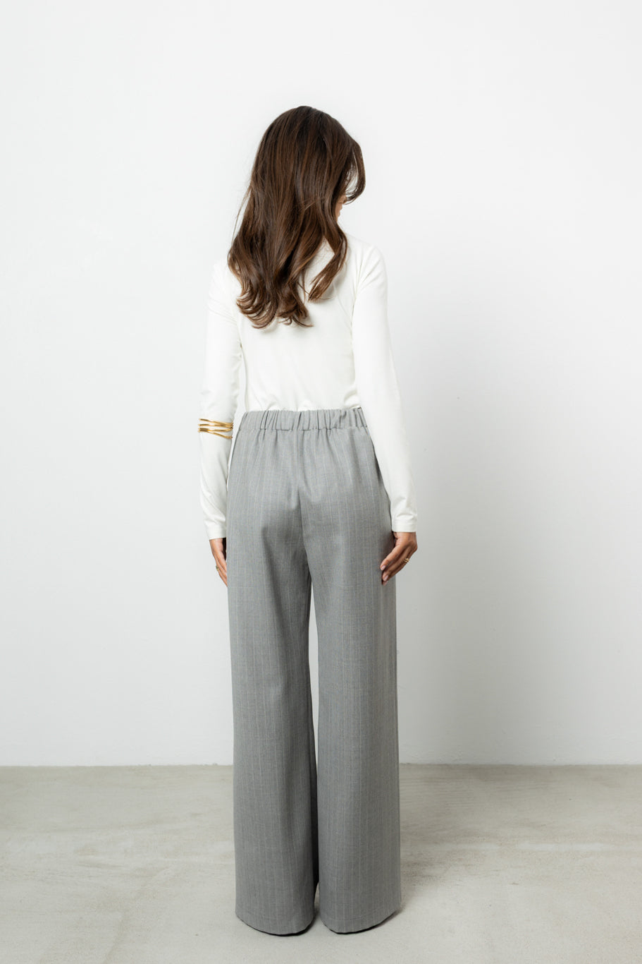 Spodnie Dilas Grey Stripes Wool Petite