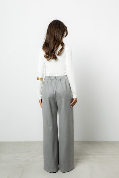 Spodnie Dilas Grey Stripes Wool Petite