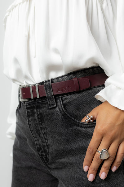 Pasek Ezra Burgundy Silver