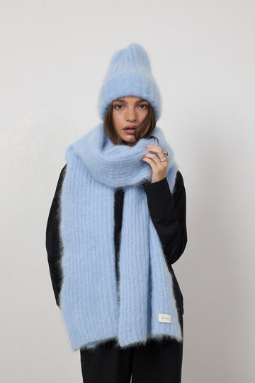 Szalik Mossy Mohair Sky Blue