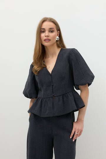Bluzka Colina Washed Black Petite