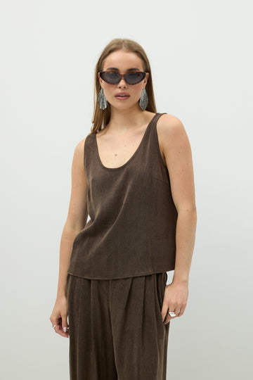 Top Belisa Dark Brown Peite