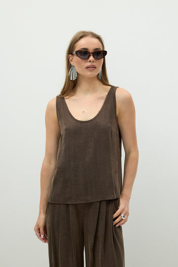 Top Belisa Dark Brown Peite