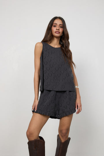 Top Ari Washed Black Petite