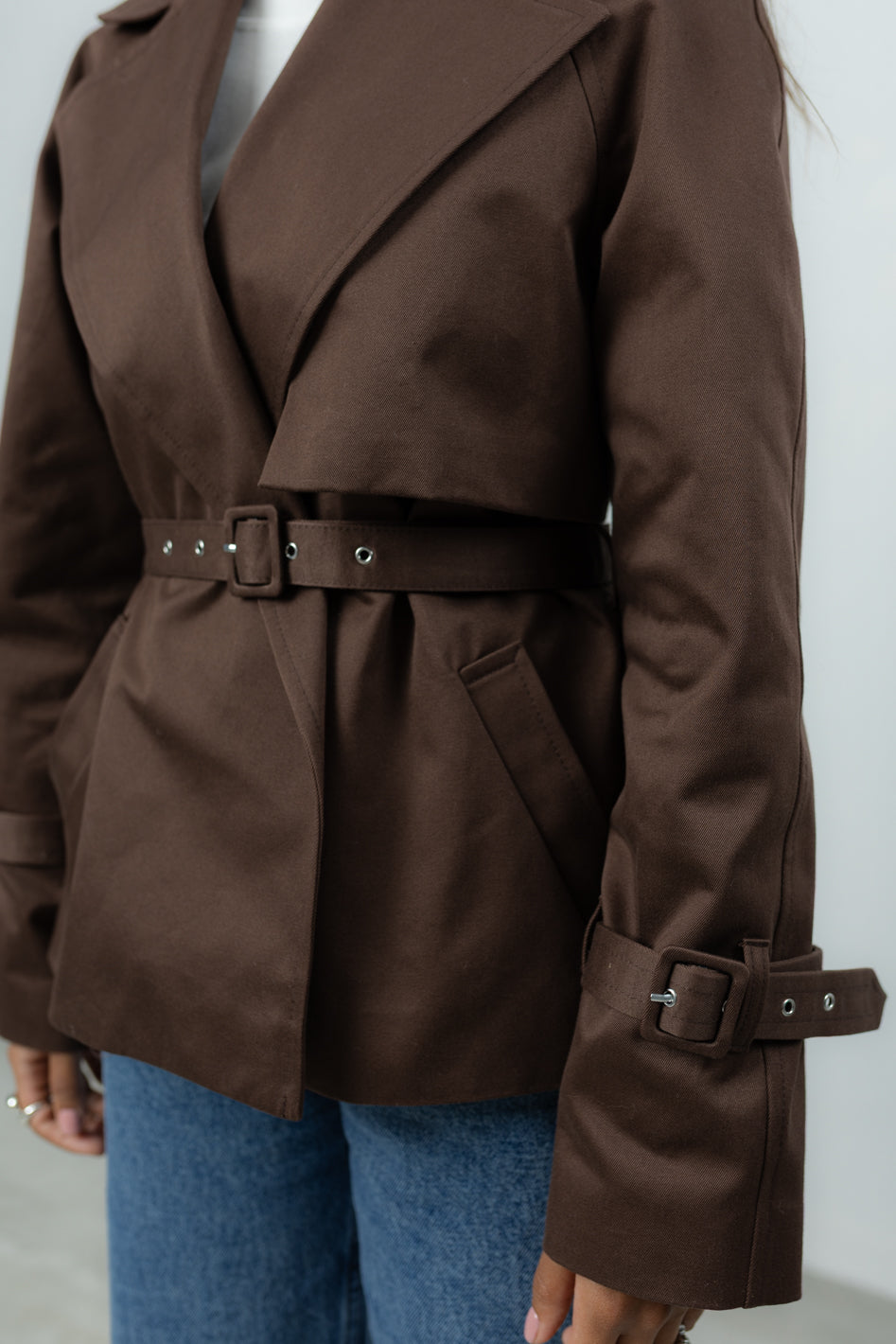 Krótki Trencz Hudson Brown Petite