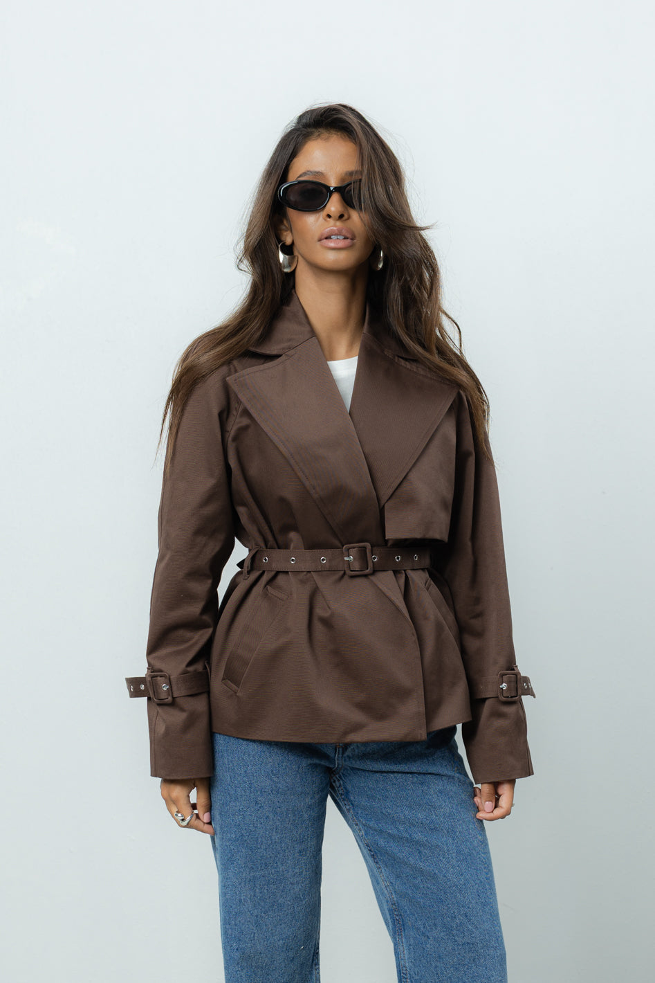 Krótki Trencz Hudson Brown Petite