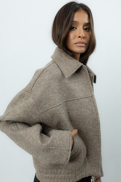Kurtka Viviana Taupe Wool Petite