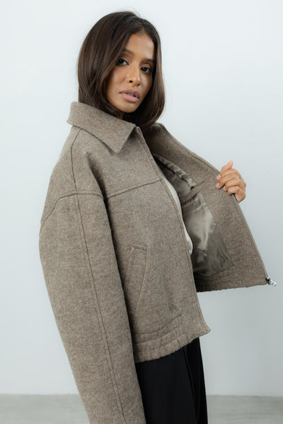 Kurtka Viviana Taupe Wool Petite