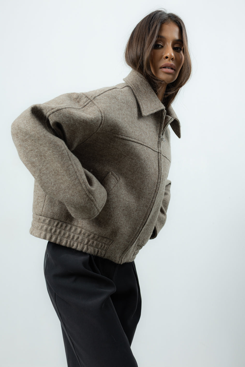 Kurtka Viviana Taupe Wool Petite