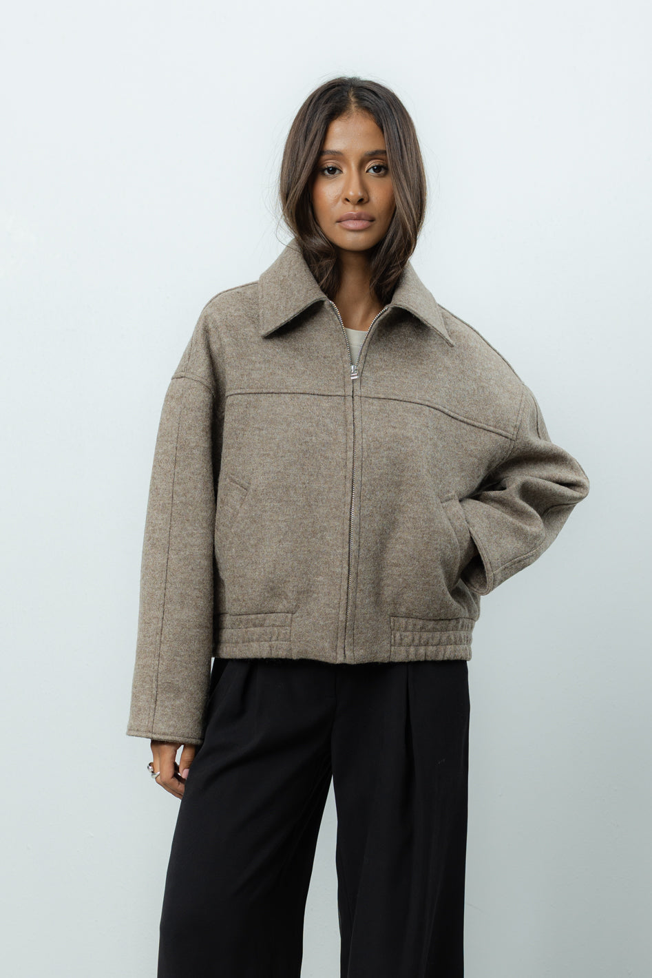 Kurtka Viviana Taupe Wool Petite