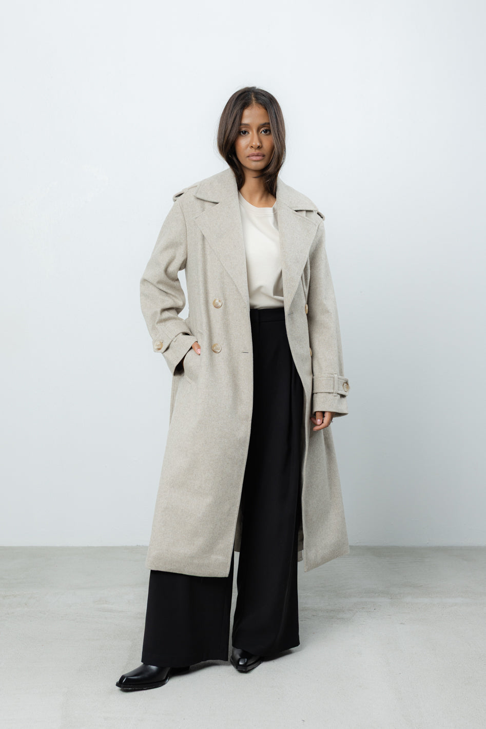 Płaszcz Soleno Beige Wool Petite