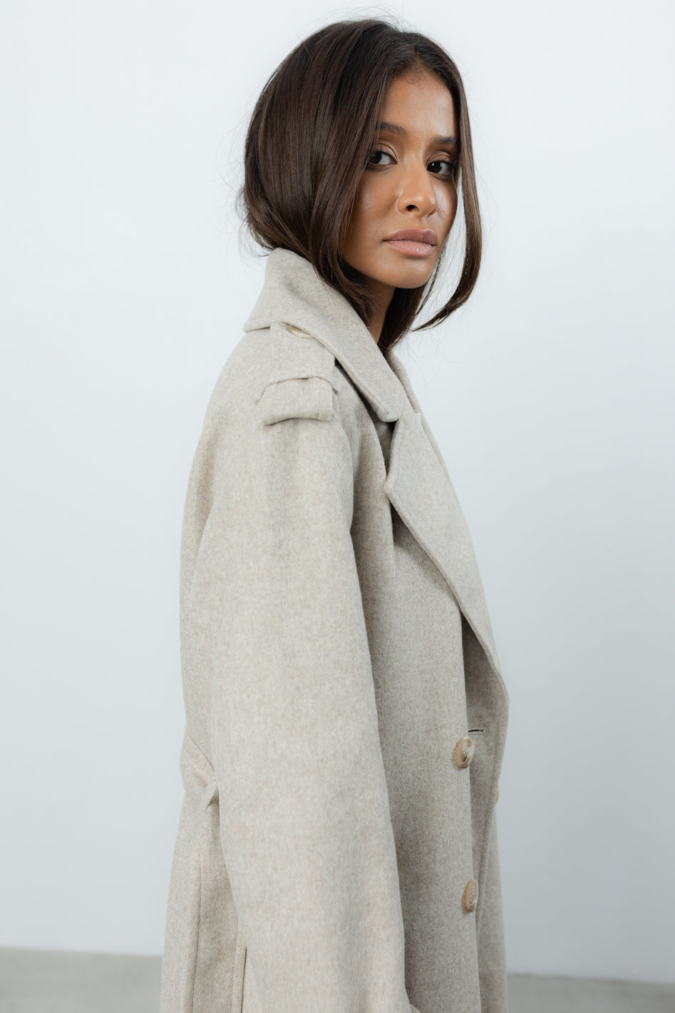 Płaszcz Soleno Beige Wool Petite