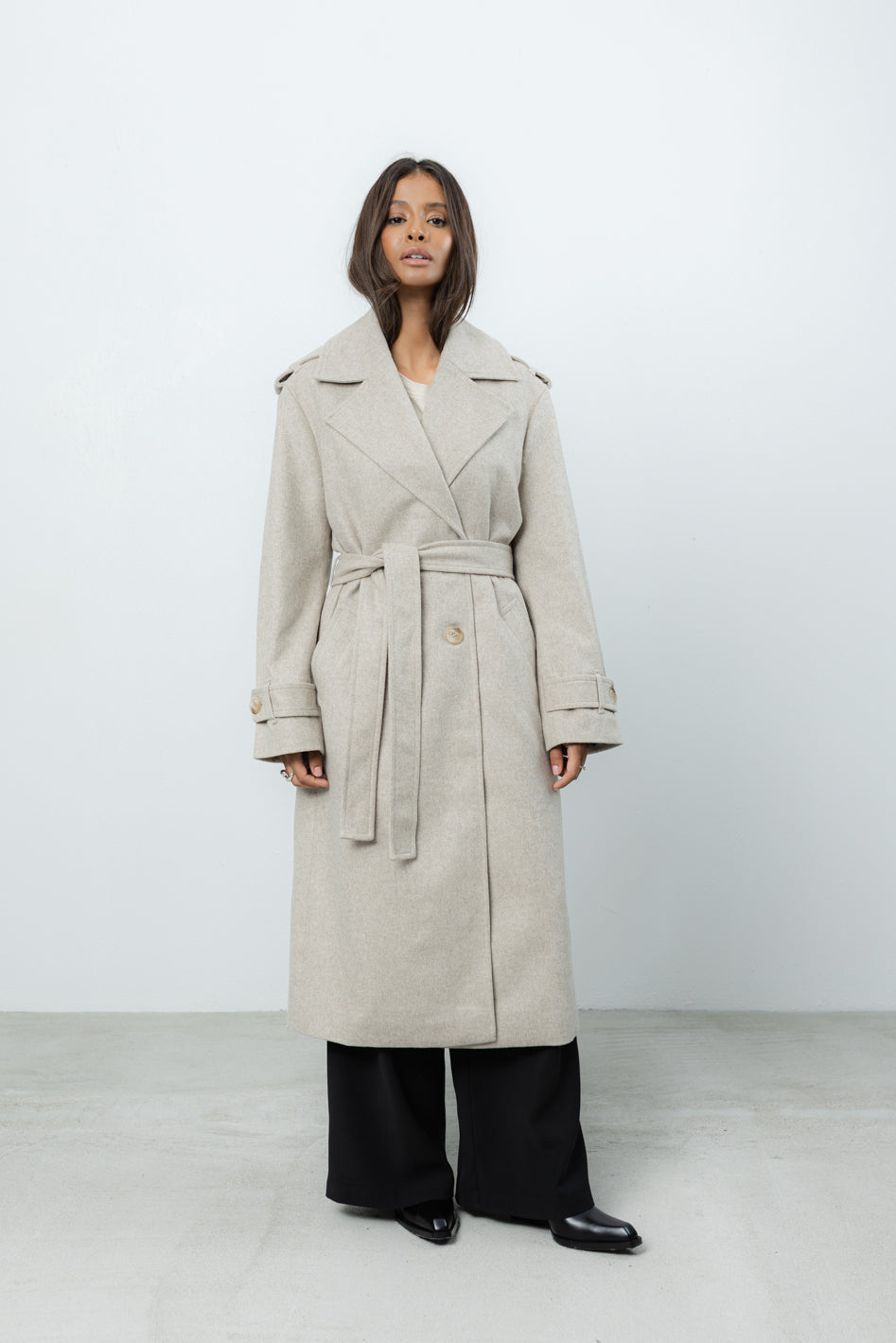 Płaszcz Soleno Beige Wool Petite