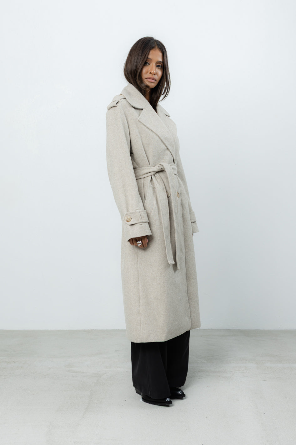 Płaszcz Soleno Beige Wool Petite