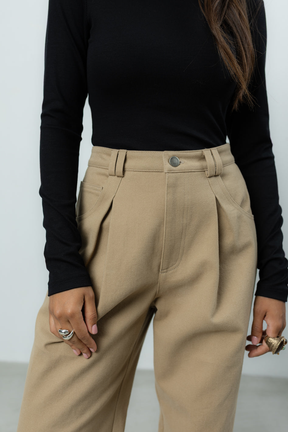 Spodnie Barrel Beige Petite