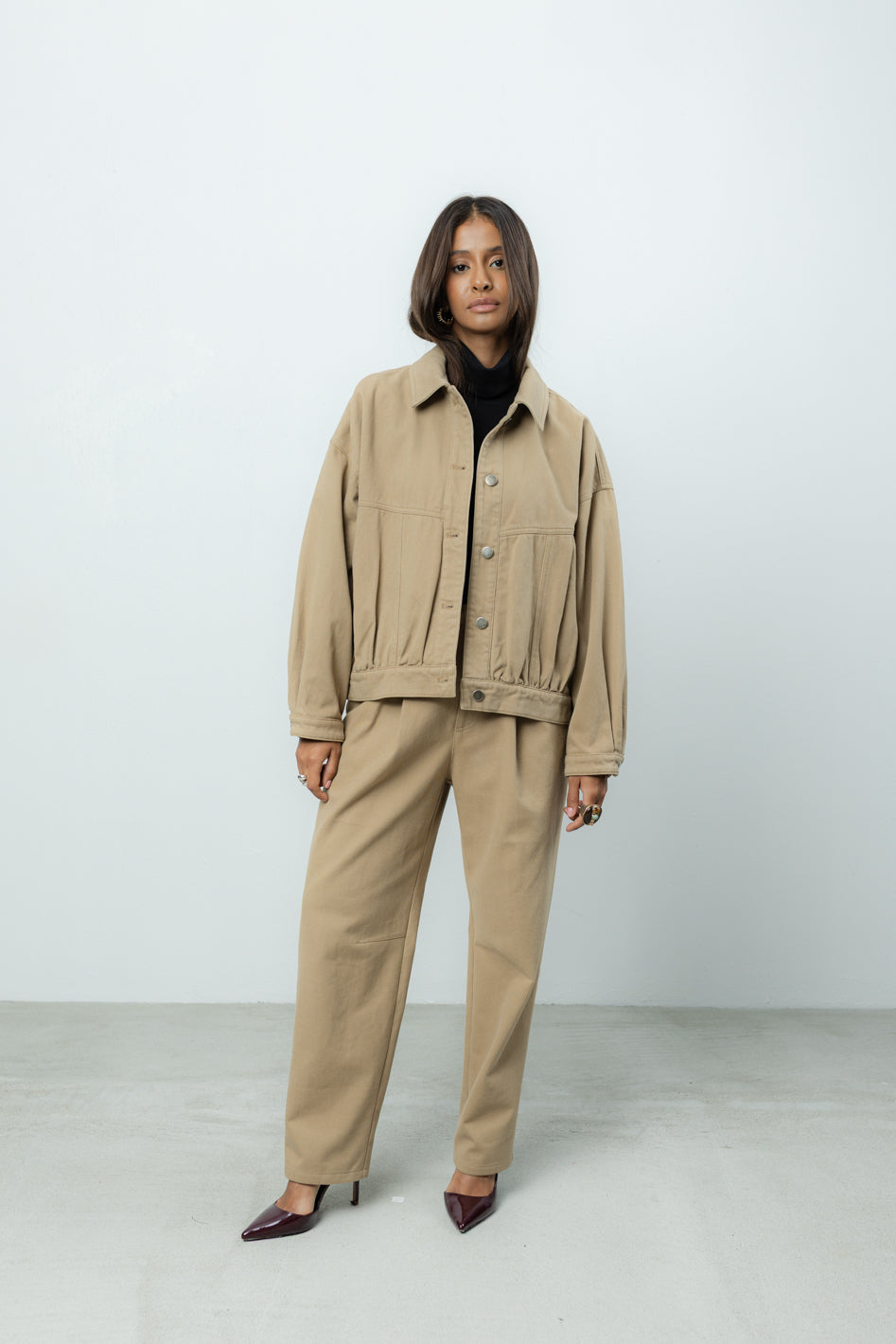 Spodnie Barrel Beige Petite