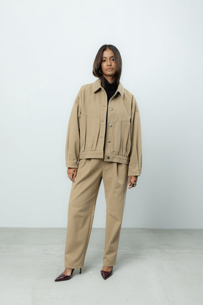 Spodnie Barrel Beige Petite