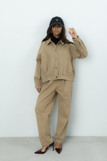 Spodnie Barrel Beige Petite