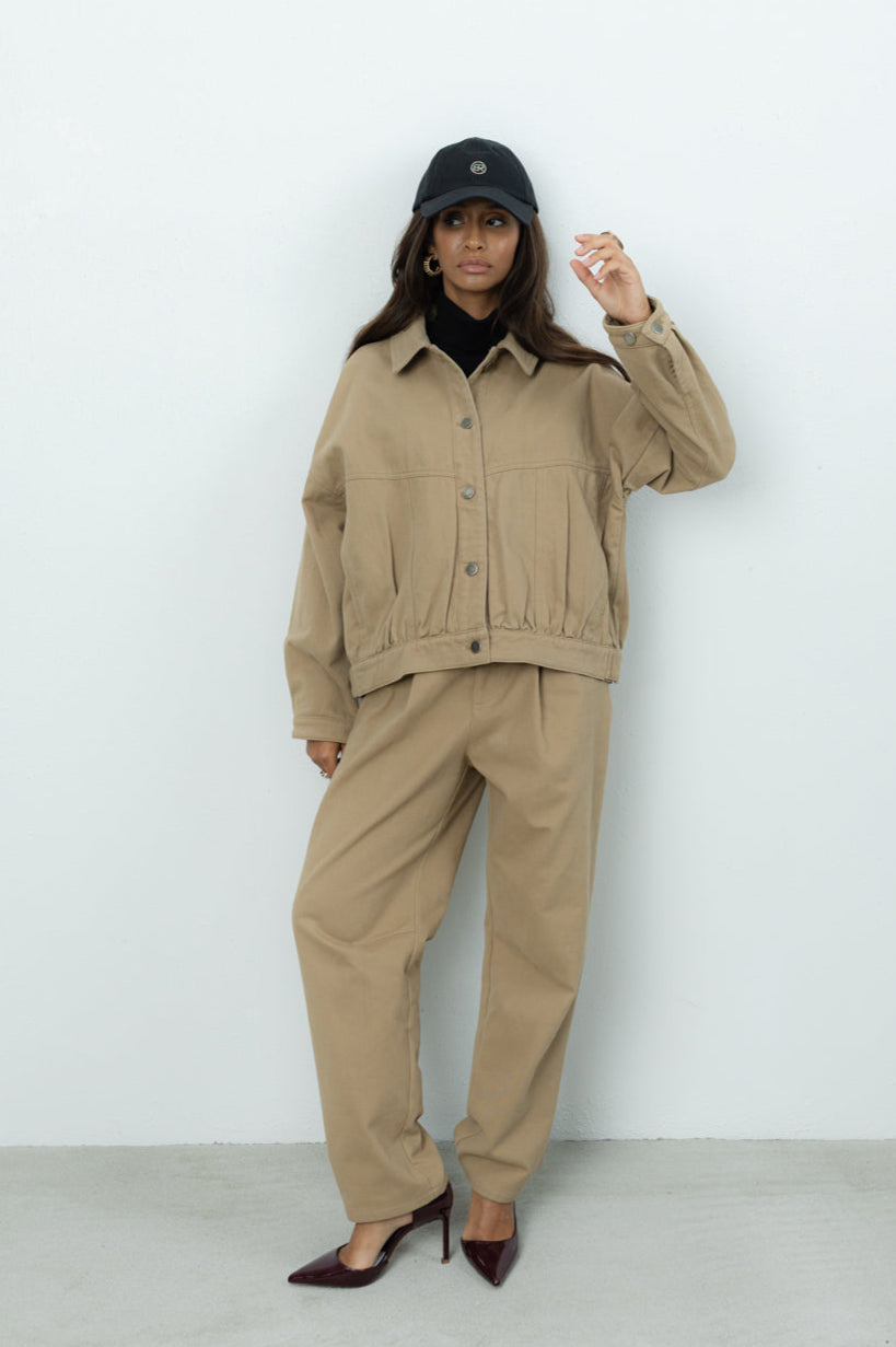 Spodnie Barrel Beige Petite