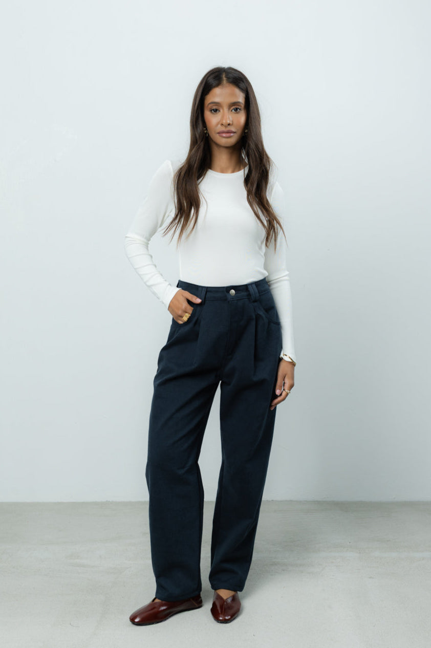 Spodnie Barrel Navy Petite