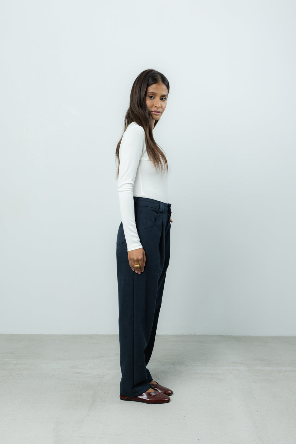 Spodnie Barrel Navy Petite