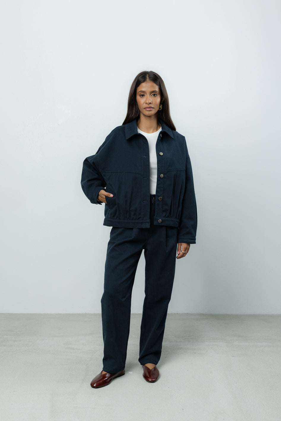 Spodnie Barrel Navy Petite