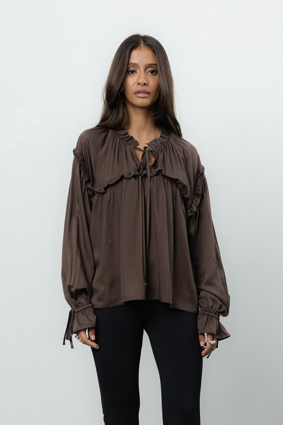 Bluzka Venti Brown Satin Petite