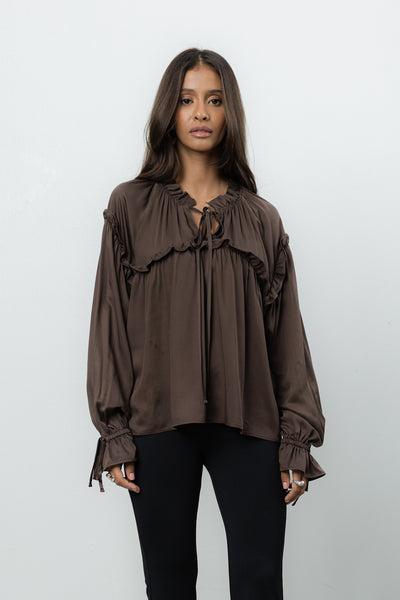 Bluzka Venti Brown Satin Petite