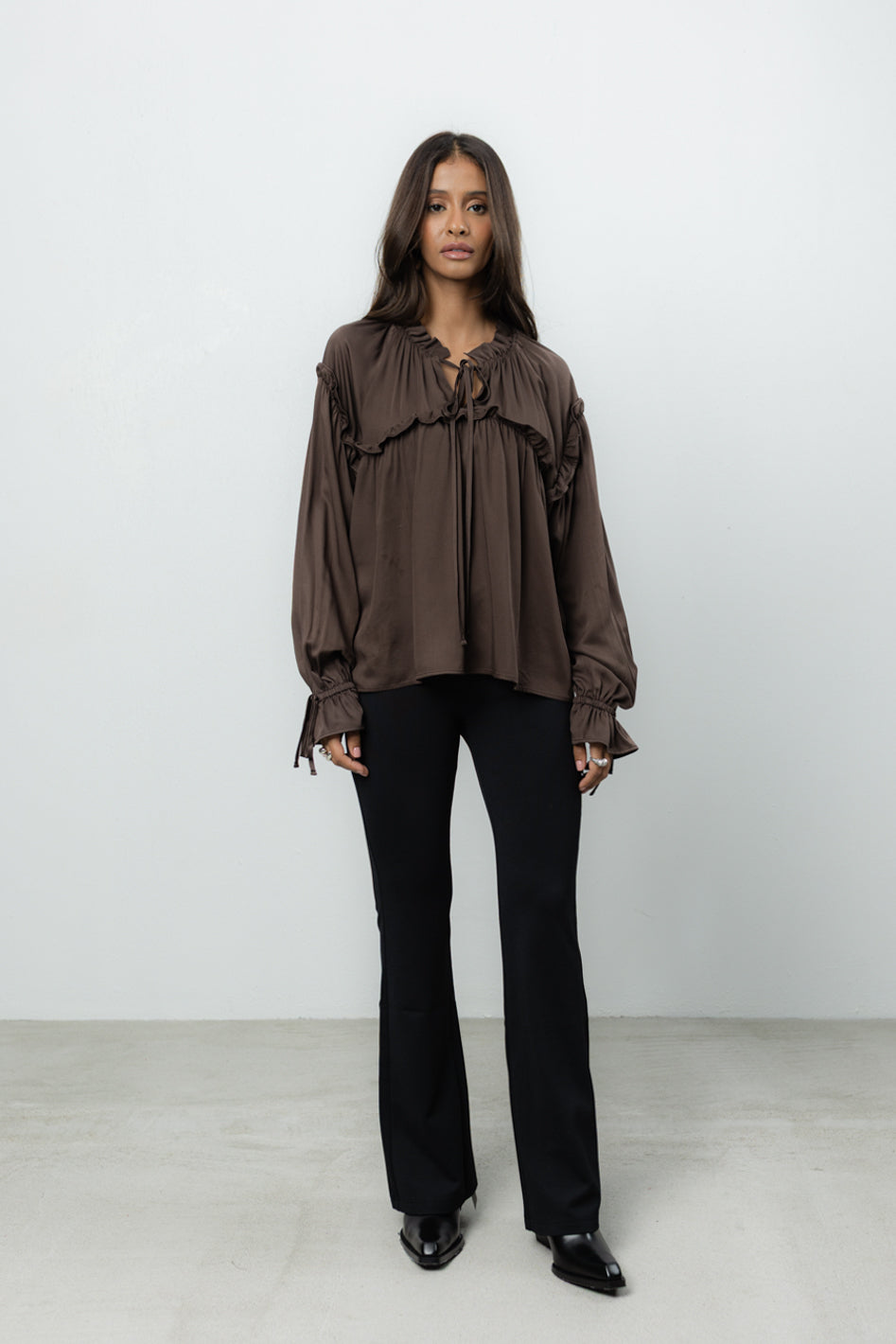 Bluzka Venti Brown Satin Petite