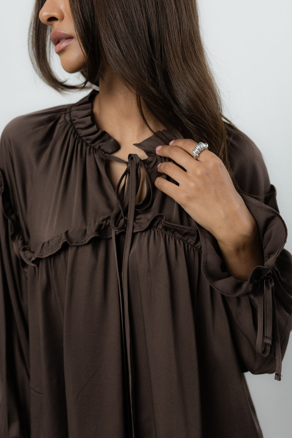 Bluzka Venti Brown Satin Petite