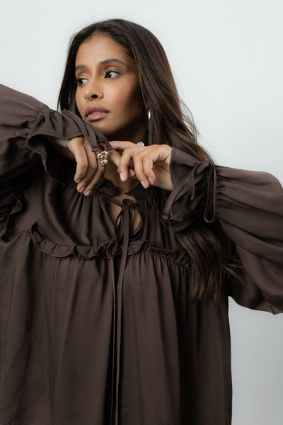 Bluzka Venti Brown Satin Petite