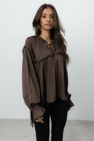 Bluzka Venti Brown Satin Petite