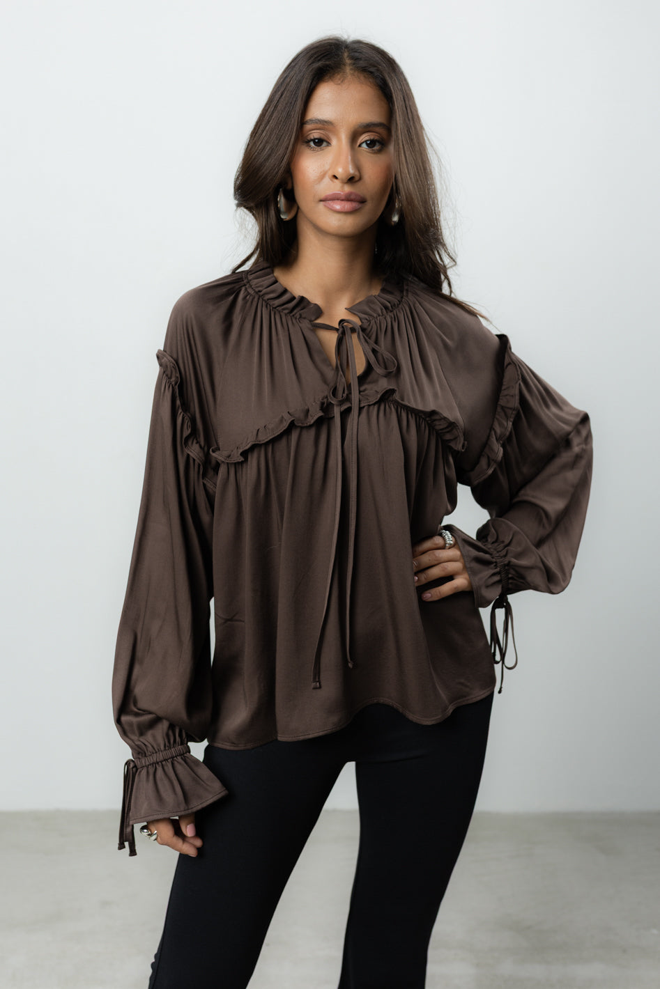 Bluzka Venti Brown Satin Petite