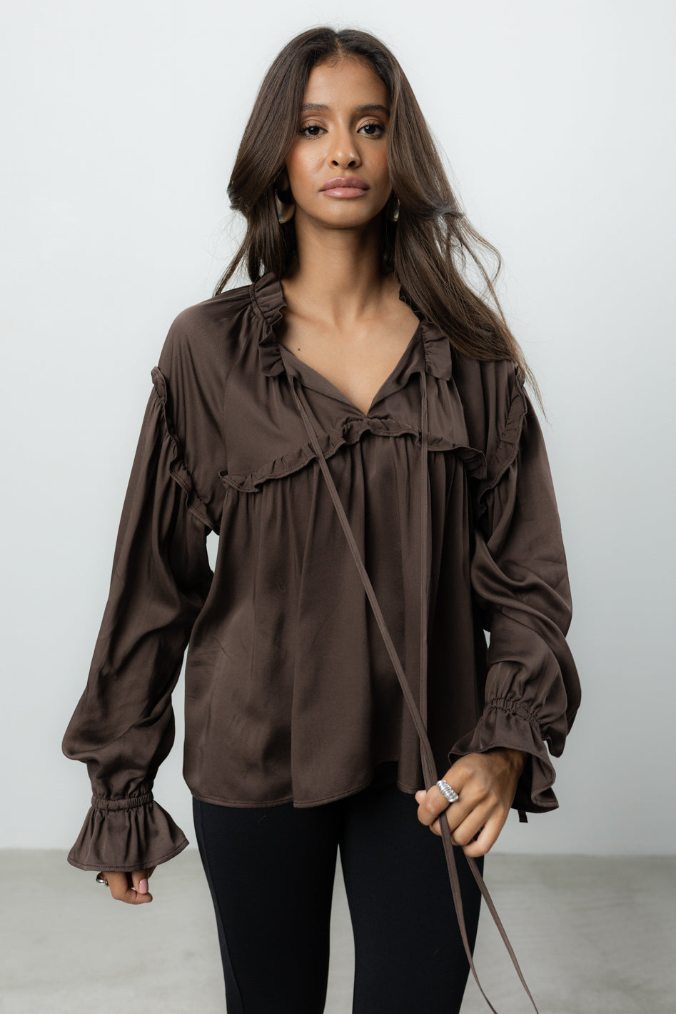 Bluzka Venti Brown Satin Petite