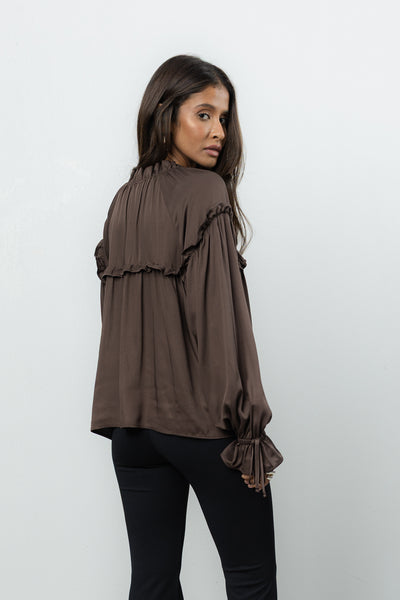 Bluzka Venti Brown Satin Petite