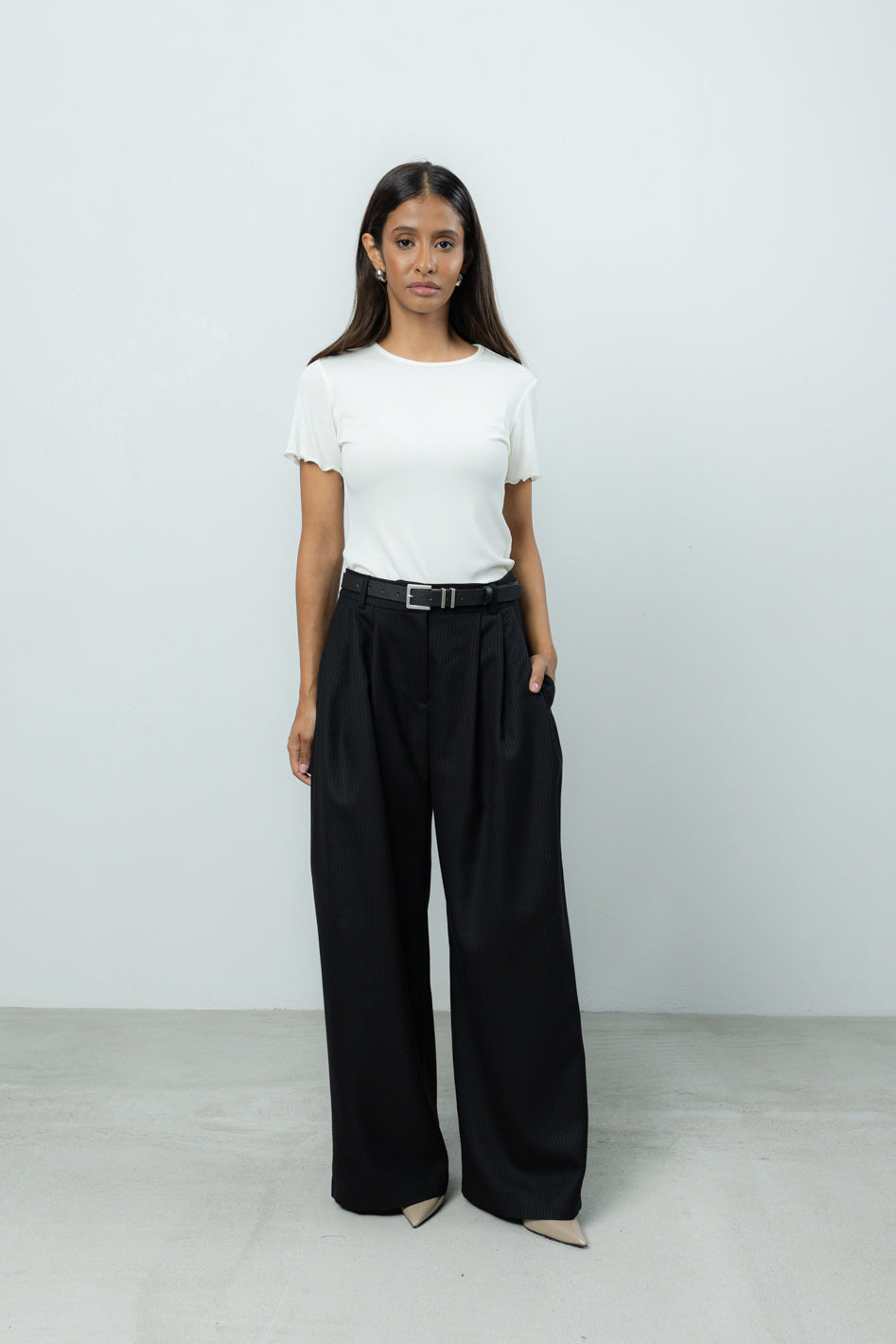 Spodnie Sage Black Wool Petite