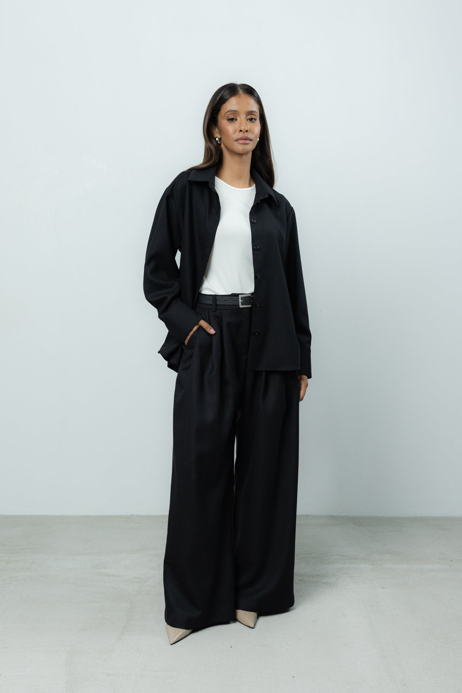 Spodnie Sage Black Wool Petite