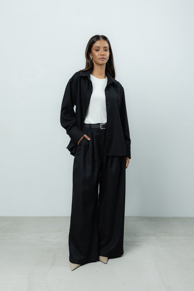 Spodnie Sage Black Wool Petite