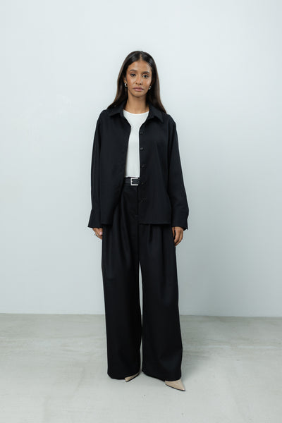 Spodnie Sage Black Wool Petite